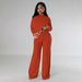 Women's Clothing Autumn And Winter New Long Sleeved Sweater Wide Leg Casual Trousers Two Piece Set_ecoleips.com