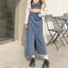 Women's Clothing Light Blue A Line Front Slit Crotch Covering Denim Skirt Spring And Summer New High Waist Slim_ecoleips.com