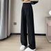 Women's Clothing Women's Slim Fit Wide Leg Pants Casual Loose Black Straight Leg Suit Pants Versatile Drapey Summer Trousers_ecoleips.com
