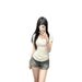 American Short-sleeved Front Shoulder V-neck T-shirt Women's Summer Slim-fit Spice Girls Versatile And Thin Design Niche Ice Silk Breathable Top_ecoleips.com