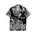 Men's Retro Printed Short Sleeved Shirt European Size Trendy Brand Cross Border Handsome Loose Beach Couple Top for Women_ecoleips.com