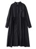 Black Vintage Lace-Up Pleated Shirt Dresses For Women 2025 Autumn New In Long Sleeve Loose Casual Dress Fashion Elegant Clothing_ecoleips.com