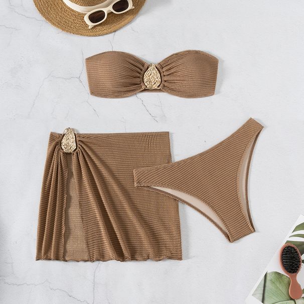 European American Style Skirt Bikini Three Piece Set Swimwear Beach Foreign Trade 2025 New Cross Border Hot Spring Two Piece Swimsuit for Women_ecoleips.com