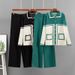Women's Loose Knitted Cardigan Two Piece Set European American Style Autumn Winter Fashion Casual Suit Contrast Lapel_ecoleips.com