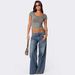 Classic Color Loose Wide Leg Fashionable Printed Denim Pants For Women_ecoleips.com