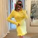Talenza Knitted Contrast Slim Fit Mini Dress Women's Autumn New Knitted Sweater Dress Fashionable Long Sleeve Knitted Mini Dress_ecoleips.com