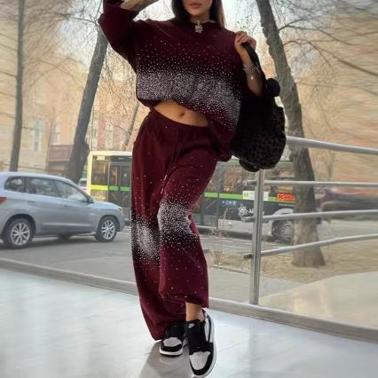 Women’s Rhinestone Embellished Lounge Pants – Oversized Fit, Plus Size Friendly (XS-XXXL)_ecoleips.com