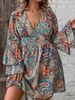 Plus Size Elegant Dress With Paisley Print Flounce Sleeves & Tie Waist Midi Dress For Women_ecoleips.com