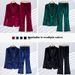 Women's Velvet Blazer Set Long Sleeve Suit Jacket And Trousers Elegant Luxe Stretch Polyester Red Green Black Blue S to 4XL for Fall Winter_ecoleips.com