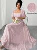 Plus-size Embroidered Square-neck Puff Sleeve Fashion Dress_ecoleips.com
