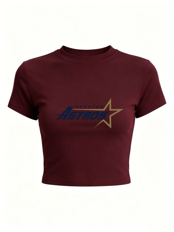 crop Top Damen, Sport T-shirt Damen, Stern Print Tee, Figurbetontes Kurzshirt, Vintage Streetwear, Baseball Mode, Cropped Sommershirt_ecoleips.com