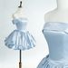 Blue off the Shoulder Satin Dress Puffy Short Princess Style for Women Suitable for Birthday Parties And Coming of Age Ceremonies_ecoleips.com