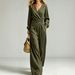 Women's Fashion V Neck Top And Wide Leg Pants Set Solid Color Long Sleeve Autumn Winter Outfit European American Style_ecoleips.com