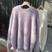 Women's Oversized Fluffy Mohair Sweater Winter Warm Thick Knit Pullover Soft Cozy Round Neck Loose Fit Korean Style Casual Tops_ecoleips.com