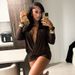 Women's Fashion Deep V Neck Long Sleeve Bodycon Dress Autumn Winter American Style Solid Color Waist Cinching_ecoleips.com