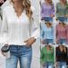 Women's Clothing Long Sleeved V Neck Lace Splicing Hollow Shirt_ecoleips.com