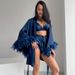 New Foreign Trade Textured Patchwork Feather Soft Pajamas Three-Piece Set Cross-Border European And American_ecoleips.com