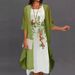 2024 European And American Summer Wo's Casual Two-Piece Set Floral Print Round Neck Slim Fit Long Dress For_ecoleips.com
