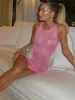 Tossy Fashion See-Through Sexy Mini Dress Women's Tassel Slim Sleeveless Patchwork Hollow Out Female Party Dress Summer 2024 New_ecoleips.com