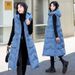 Oversized Hooded Puffer Vest – Knee-Length Winter Sleeveless Jacket For Women (Black/White/Bluish/Fog Blue, M-XXL)_ecoleips.com