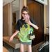 ng2510292 Summer American Retro Black Gradient Tie-dye Short-sleeve T-shirt For Women, High-end, Loose, Casual, Versatile,_ecoleips.com