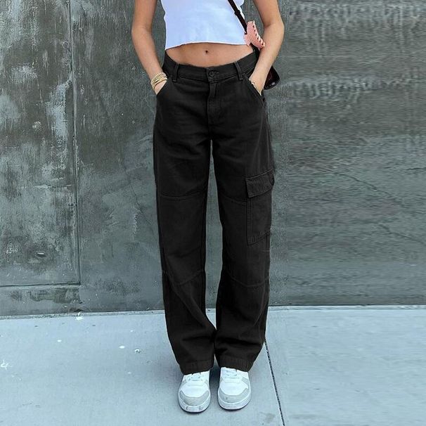 Forest-Tone Relaxed Fit Jeans – 90s Vintage Streetwear With Multi-Pocket Design (Black/Green/Taupe) – Cotton Denim For Effortless Urban Style (S-XL)_ecoleips.com