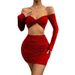 2025 Summer New Sexy Navel-Baring Top Ruched Bodycon Skirt Set For Women_ecoleips.com