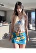 Women's Pure Floral V-Neck Lace Halter Crop Top Sexy Summer Swimwear Short Alluring Three-Dimensional Design For Vacation_ecoleips.com