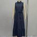 Vintage Wash Denim Shirt Dress Women's Sleeveless Belted Midi Cross-Tie Waist A-Line Silhouette S to XL_ecoleips.com