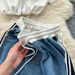 Women's Clothing Fashion Suit For Women Drawstring Waist Short Contrast Color Stand Collar Top High Waist Denim Wide Leg Pants_ecoleips.com