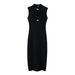 Women's Sleeveless Button-Detail Midi Dress – Elegant Hollow-Out Design For Spring (White/Black)_ecoleips.com