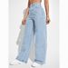 High Waisted Straight Leg Jeans Women's Loose Fit Wide Leg Pants Autumn Winter Solid Color Denim for Petite European American Style_ecoleips.com