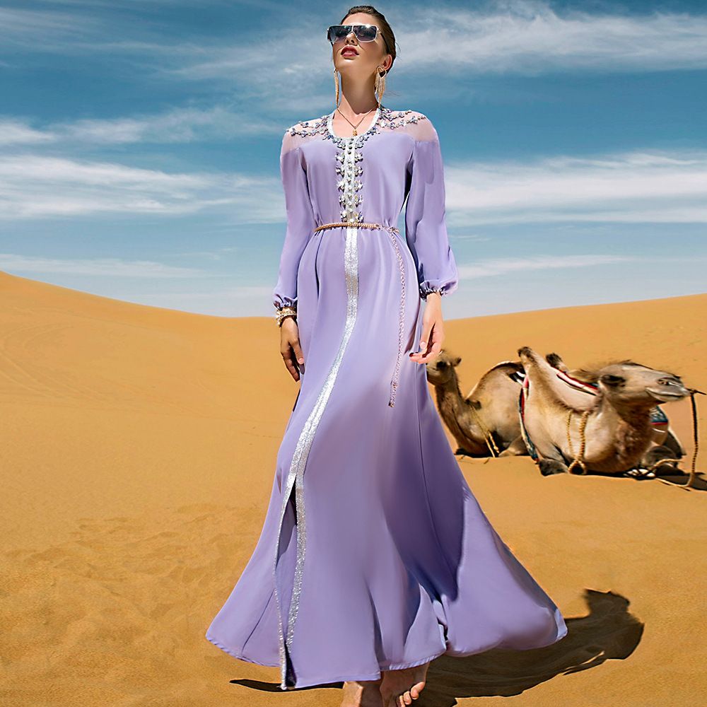 Women's Clothing Elegant Purple Fairy Glass Diamond Dress Dubai Travel Party Design Sensation_ecoleips.com