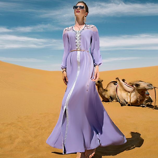 Women's Clothing Elegant Purple Fairy Glass Diamond Dress Dubai Travel Party Design Sensation_ecoleips.com