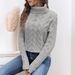 Women's High Neck Cable Knit Sweater - Soft Chunky Wool Pullover With Solid Color & Ribbed Detailing For Fall/Winter Layering_ecoleips.com