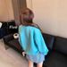 Lake Blue High-end Round-neck Letter Embroidered Pullover Sweatshirt Autumn Loose-fit Top For Petite Women, Trendy 3434_ecoleips.com