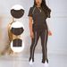 Women's Summer Two Piece Set American Style Round Neck Short Sleeve Top With Trousers_ecoleips.com