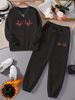Women's Fleece Lined Thickened Crew Neck Sweatshirt And Sweatpants Tracksuit Autumn Winter Must Have Printed_ecoleips.com