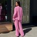 Women's Long Sleeved Cardigan And Wide Leg Trousers Set Pure Cotton Lantern Sleeve Top And Bottoms Autumn_ecoleips.com