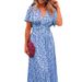 Elegant Floral Print V-Neck Wrap Dress For Women - Soft A-Line Silhouette With Elastic Waist, Short Sleeve, Plus Size Available_ecoleips.com