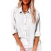 Women's Long Sleeve Cotton Linen Top Loose Solid Color Lapel Button American Style For Autumn_ecoleips.com
