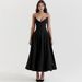Women's Clothing Temperament Long Skirt Tube Top Skirt V Sharp Angle Fishbone Waist A Line Dress Long Skirt Dress_ecoleips.com