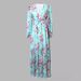 Women's Clothing Printed V Neck Lantern Sleeve Waist Dress_ecoleips.com