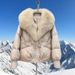 Women's Clothing Short Puffer Jacket With Fox Fur Collar - Cozy Winter Coat, Loose Fit, Zipper Closure, Polyester Blend, Multiple Colors & Sizes_ecoleips.com