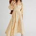 Floral Print Square Neck Ruffle Hem Dress – Cotton Bell Sleeve Midi Dress (Xs-Xl, 6 Colors) Breathable Cotton Comfort_ecoleips.com
