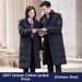 Unisex Long Black Cotton Padded Coat With Detachable Hood, Warm Winter Workwear Jacket Oversized Loose Fit, Tr Fabric, Multi-Pocket Design_ecoleips.com