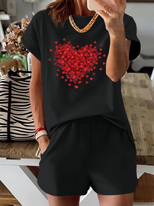 Women’s 2 Piece Outfit Set – Oversized Graphic T-Shirt And Biker Shorts Matching Set, Casual Summer Lounge Tracksuit For Daily Wear-321_ecoleips.com