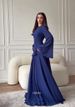 Elegant Waist-Cinching Long Sleeve Evening Dress Slimming Flared Muslim Dress For Special Occasions Polyester_ecoleips.com