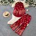 Women's Clothing Retro Ethnic Print Women's Two Piece Set Elegant Autumn Puff Sleeve Collar Top With Slim Wide Leg Pants_ecoleips.com