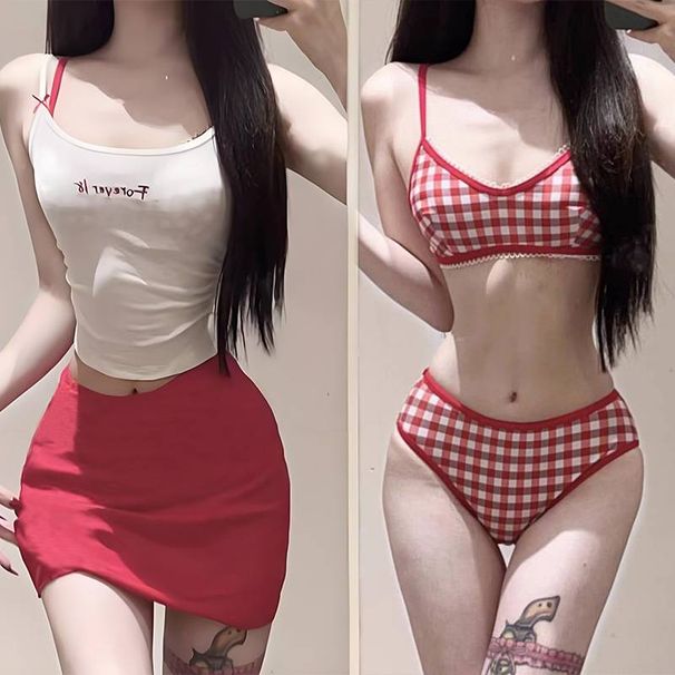 Women's Four Piece Swimsuit Set Bikini Absolutely Gorgeous Pure Alluring Vibe Petite Size Ideal For Vacations Hot Springs_ecoleips.com
